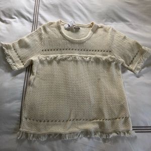 J Crew Short Sleeve Fringe Sweater